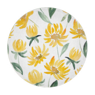 Gelbe Blumen Leaf Sommermuster Schneidebrett