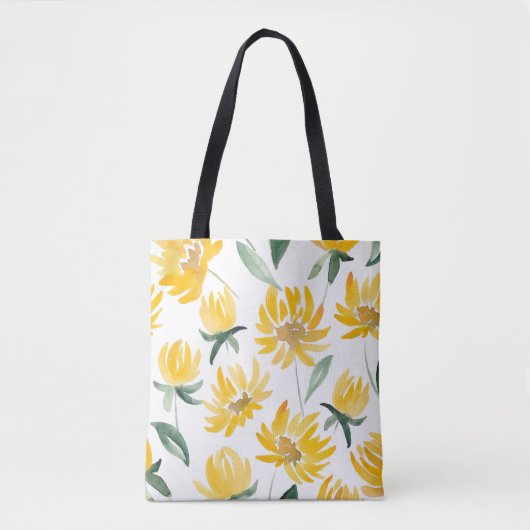 Gelbe Blumen Leaf Sommermuster Tasche (Vorderseite)