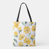 Gelbe Blumen Leaf Sommermuster Tasche (Rückseite)
