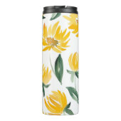 Gelbe Blumen Leaf Sommermuster Thermosbecher (Rückseite)