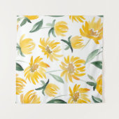 Gelbe Blumen Leaf Sommermuster Wandteppich (Vorderseite (Horizontal))