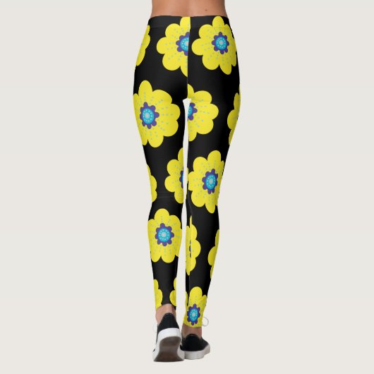 Gelbe Blumen  Leggings (Rückseite)
