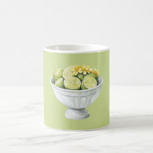 Gelbe Blumen & Limetten Kaffeetasse