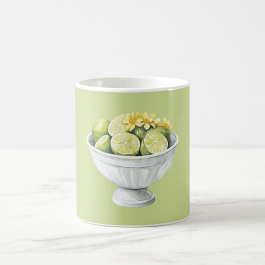 Gelbe Blumen & Limetten Kaffeetasse (Mittel)