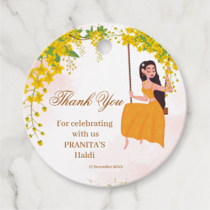 Gelbe Blumen Mädchen's haldi danke Ihnen für Tags Geschenkanhänger