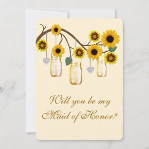 Gelbe Blumen Mason Gläser Maid Of Honor Karte