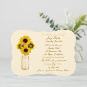 Gelbe Blumen Mason Jar Bridal Dusche Einladung (Stehend Vorderseite)