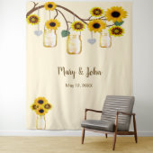 Gelbe Blumen Mason Jars Foto Hintergrund Wandteppich (Beispiel)