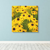 Gelbe Blumen - Mit Augen schwarze Susans Canvas dr Leinwanddruck (Insitu (Holzboden))