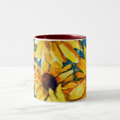 Gelbe Blumen Mit Augen Susans Zweifarbige Tasse (Mittel)
