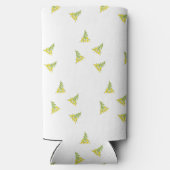 Gelbe Blumen mit grünen Blätter auf Weiß Selters Dosenkühler (Rückseite)