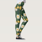 Gelbe Blumen mit grünen Blätter Leggings (Rechts)
