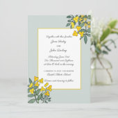 Gelbe Blumen mit minter Akzentuierung Einladung (Stehend Vorderseite)