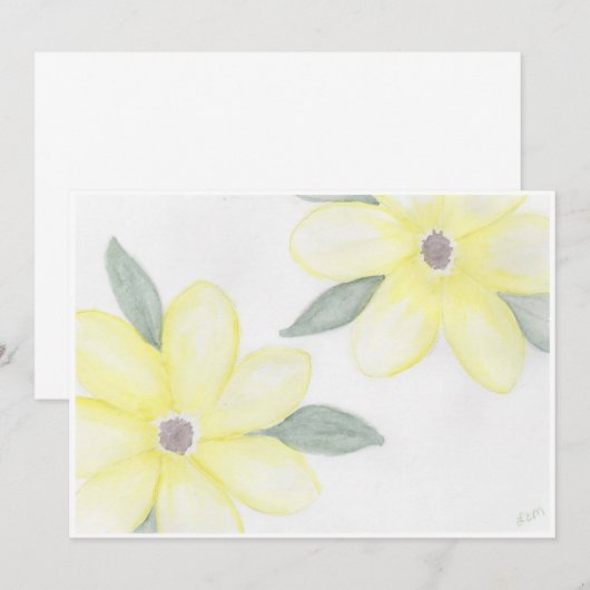 Gelbe Blumen Mitteilungskarten (Vorne/Hinten)