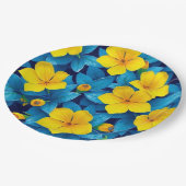 Gelbe Blumen - Mittelmeer Pappteller (Schrägansicht)