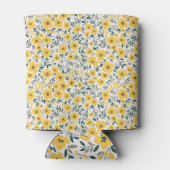 Gelbe Blumen: Moderne Blumen nahtlos. Dosenkühler (Rückseite)