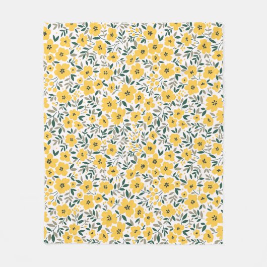 Gelbe Blumen: Moderne Blumen nahtlos. Fleecedecke (Vorderseite)