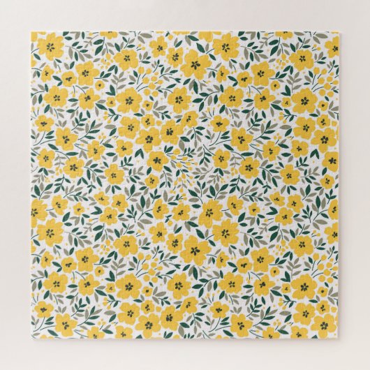 Gelbe Blumen: Moderne Blumen nahtlos. Puzzle (Horizontal)