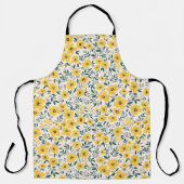 Gelbe Blumen: Moderne Blumen nahtlos. Schürze (Vorderseite)