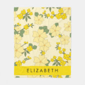 Gelbe Blumen, Muster von Blume, Ihr Name Fleecedecke (Vorderseite)