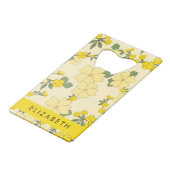 Gelbe Blumen, Muster von Blume, Ihr Name Geldbeutel Flaschenöffner (Rückseite Schrägansicht)