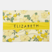 Gelbe Blumen, Muster von Blume, Ihr Name Geschirrtuch (Horizontal)