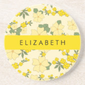Gelbe Blumen, Muster von Blume, Ihr Name Getränkeuntersetzer (Vorne)