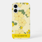Gelbe Blumen, Muster von Blume, Ihr Name iPhone 16 Hülle (Rückseite)