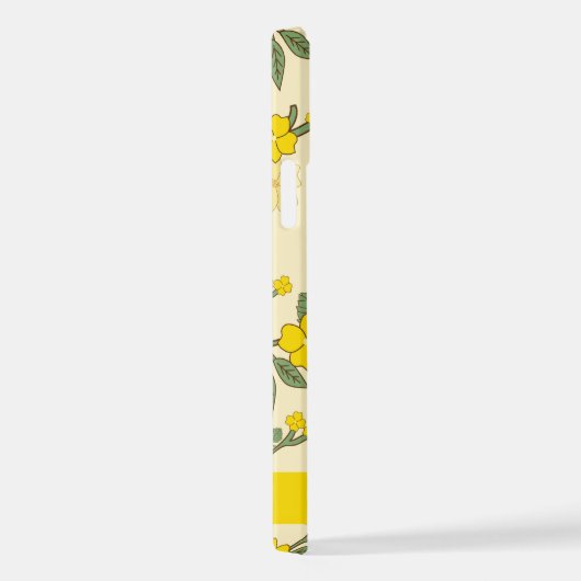 Gelbe Blumen, Muster von Blume, Ihr Name iPhone Hülle (Rechte Seite)