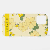 Gelbe Blumen, Muster von Blume, Ihr Name iPhone Hülle (Rückseite (Horizontal))