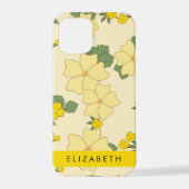 Gelbe Blumen, Muster von Blume, Ihr Name iPhone Hülle (Rückseite)