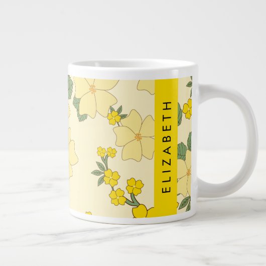 Gelbe Blumen, Muster von Blume, Ihr Name Jumbo-Tasse (Rechts)