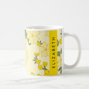 Gelbe Blumen, Muster von Blume, Ihr Name Kaffeetasse