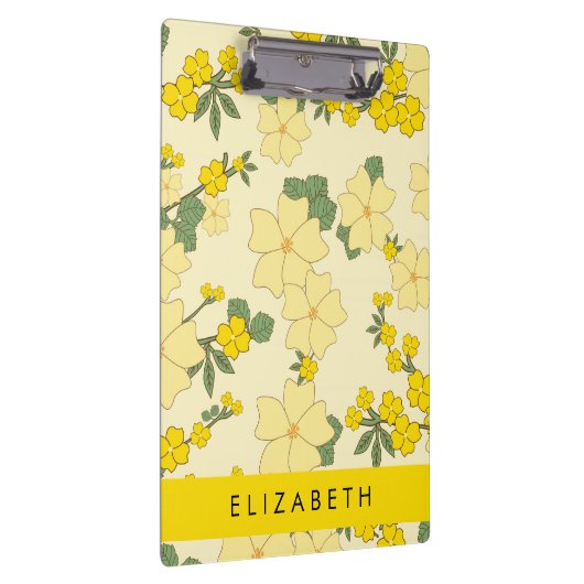 Gelbe Blumen, Muster von Blume, Ihr Name Klemmbrett (Rechts)