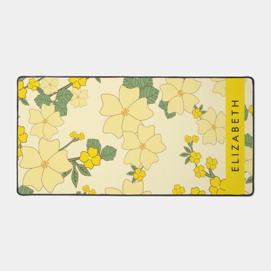 Gelbe Blumen, Muster von Blume, Ihr Name Schreibtischunterlage (Vorderseite)