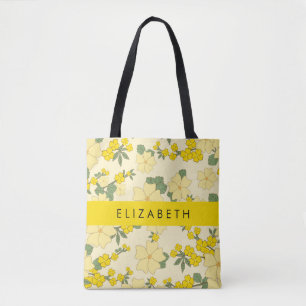Gelbe Blumen, Muster von Blume, Ihr Name Tasche