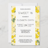 Gelbe Blumen, Muster von Blume, süß 16 Einladung (Vorderseite)