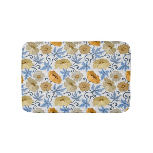 Gelbe Blumen: Nahtloses Textildesign Badematte (Vorderseite)