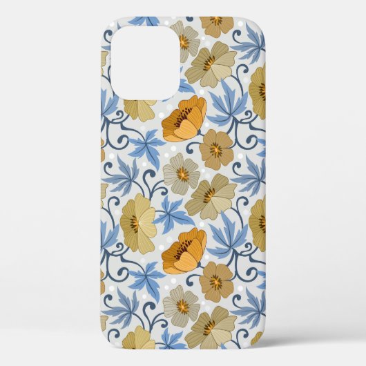 Gelbe Blumen: Nahtloses Textildesign Case-Mate iPhone Hülle (Rückseite)