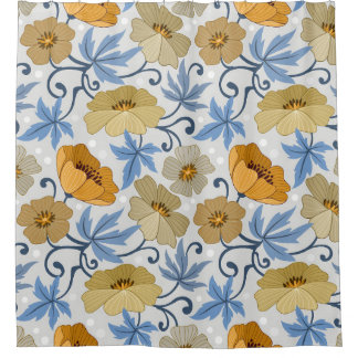 Gelbe Blumen: Nahtloses Textildesign Duschvorhang