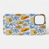 Gelbe Blumen: Nahtloses Textildesign iPhone Hülle (Rückseite (Horizontal))