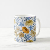 Gelbe Blumen: Nahtloses Textildesign Kaffeetasse (VorderseiteRechts)