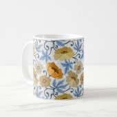 Gelbe Blumen: Nahtloses Textildesign Kaffeetasse (Vorderseite Links)