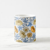 Gelbe Blumen: Nahtloses Textildesign Kaffeetasse (Mittel)