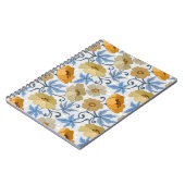 Gelbe Blumen: Nahtloses Textildesign Notizblock (Linke Seite)