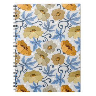 Gelbe Blumen: Nahtloses Textildesign Notizblock