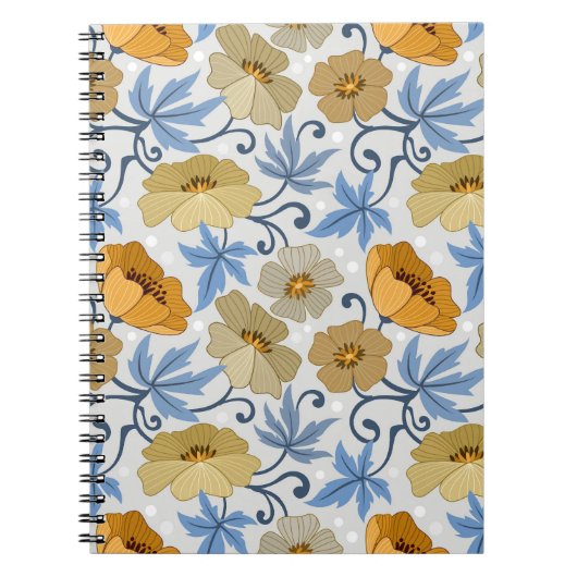 Gelbe Blumen: Nahtloses Textildesign Notizblock (Vorderseite)
