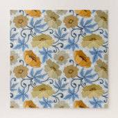 Gelbe Blumen: Nahtloses Textildesign Puzzle (Vertikal)