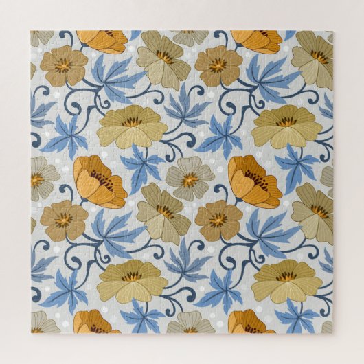 Gelbe Blumen: Nahtloses Textildesign Puzzle (Vertikal)