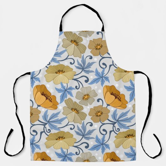 Gelbe Blumen: Nahtloses Textildesign Schürze (Vorderseite)